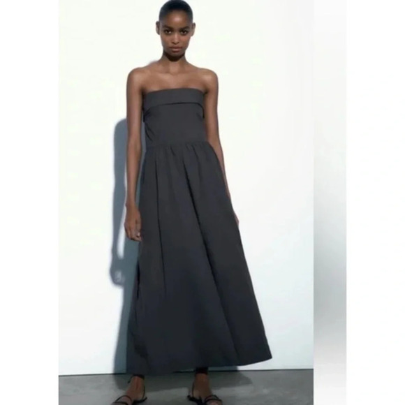 Zara STRAPLESS LONG DRESS - Picture 1 of 14
